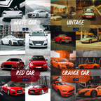 Collage of cars with different color presets displayed.